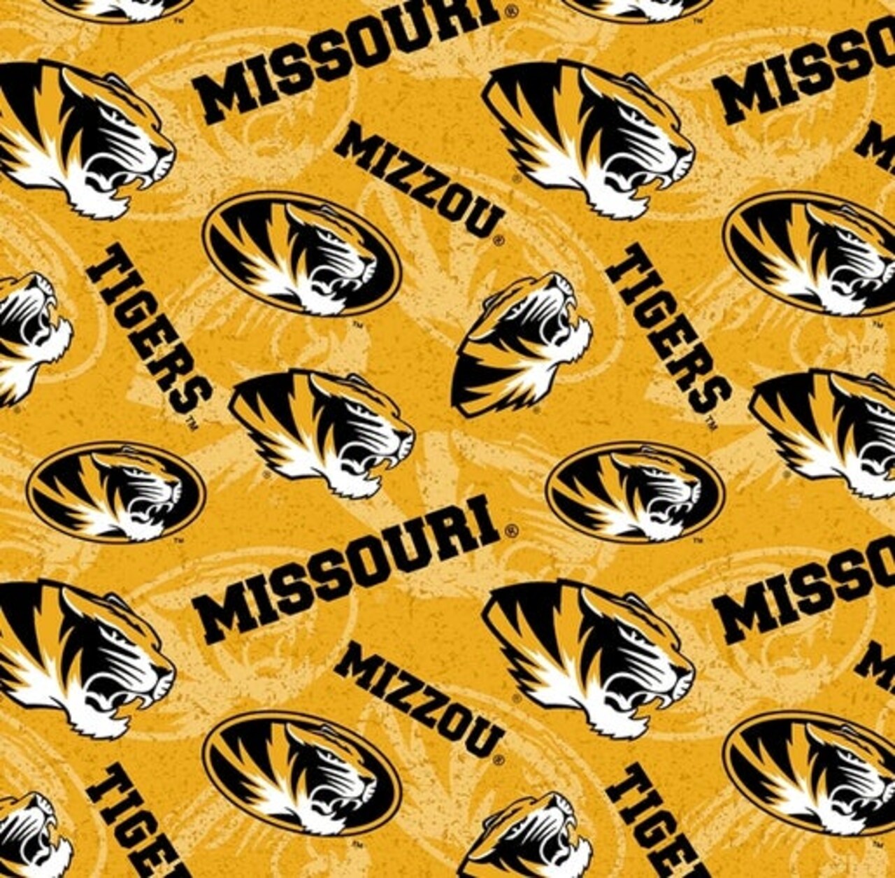 Licensed NCAA University of Missouri Tone on Tone Cotton Fabric by the Yard